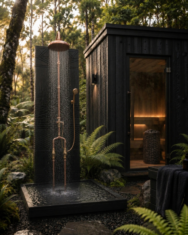 Bringing out the best combination Shower and Sauna